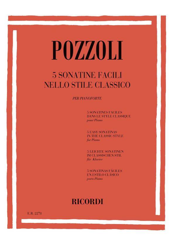 5 Sonatine Facili Nello Stile Classico - Per Pianoforte - pro klavír